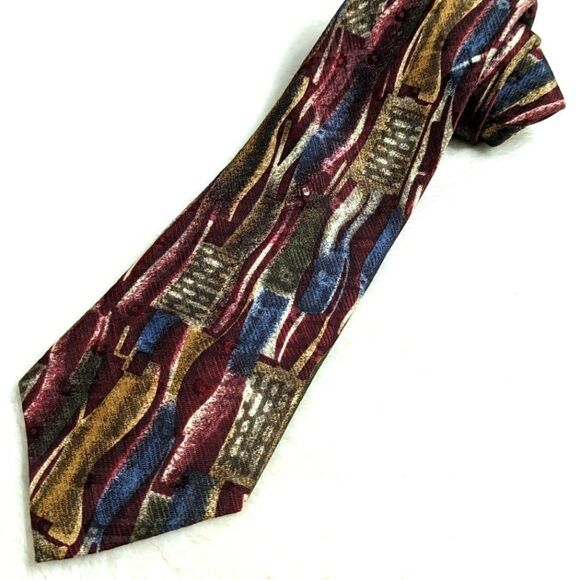 Vintage Men's 100% Silk Tie  - Abstract Motif   - Made in Italy - Picture 1 of 11